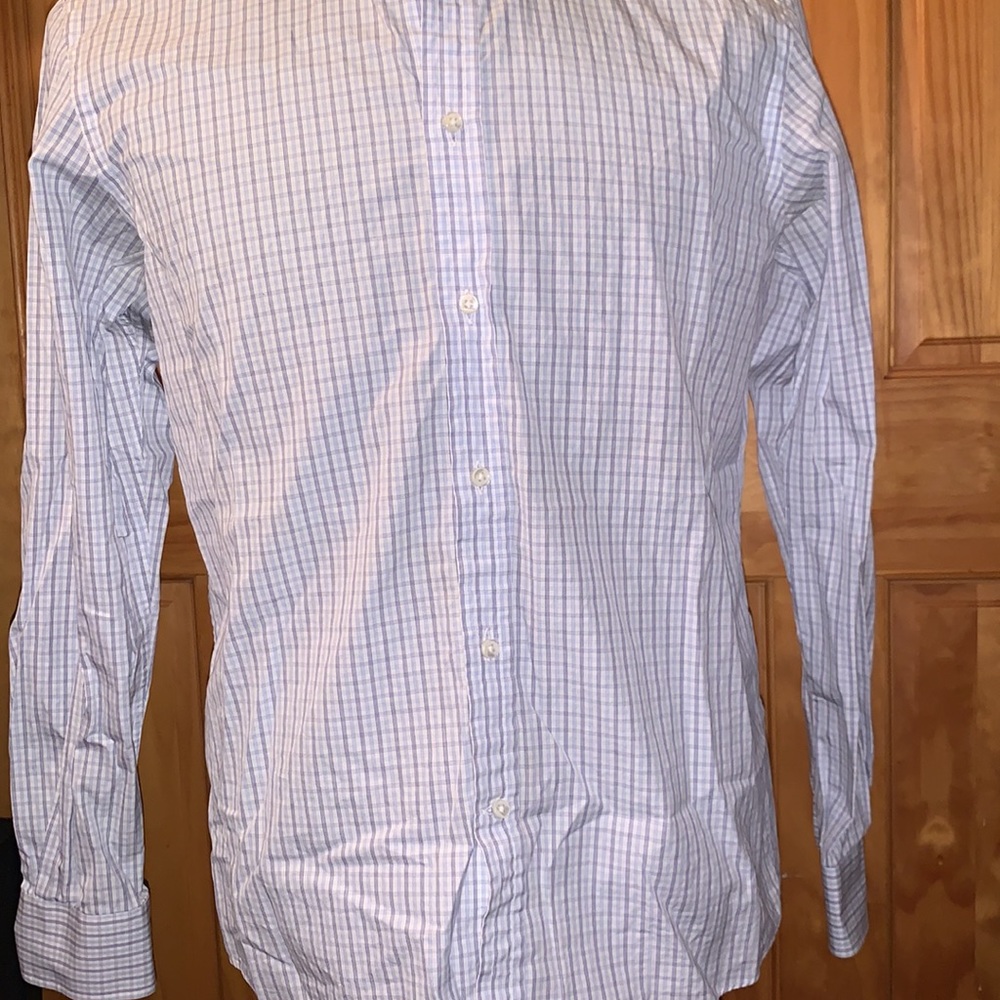 Ralph Lauren Purple Label Blue and White Checked Dress Shirt - Picture 3 of 7